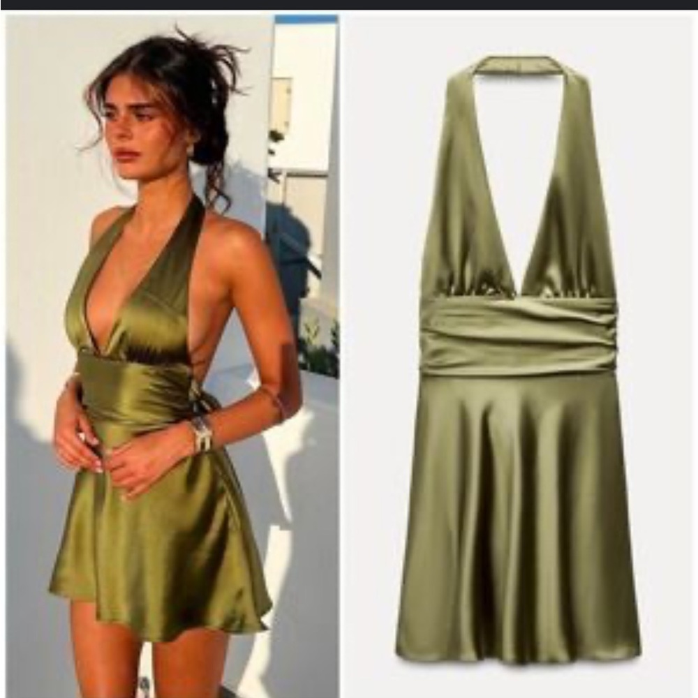 Zara halter Satin effect Mini Dress